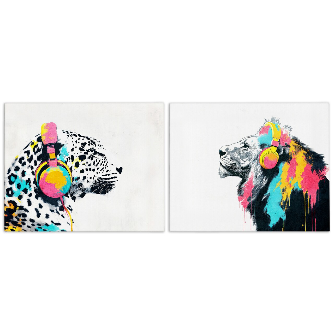 Stupell Industries Leopard and Lion On Air 2pc Canvas Set, design by Svetlana Aleynikova